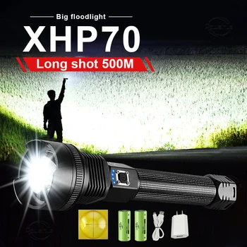 YENİ XHP70 Zoom Yüksek Güç LED el fenerleri USB Taktik Şarj Edilebilir Su Geçirmez 18650 100000 Lümen Avcılık Kamp El Feneri