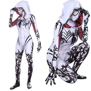 Yetişkin ve çocuk süper kahraman tayt Seti Cadılar Bayramı partisi zehirli örümcek cosplay kostüm