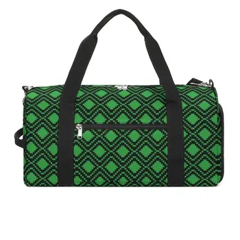 Yeşil İskandinav Hatları spor çantaları Retro Piksel Sanat Spor Aksesuarları spor çanta Bagaj Spor Çanta Erkekler İçin