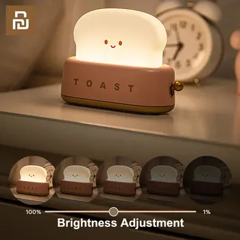Youpin LED ekmek makinesi gece lambası USB şarj karartma tost lambası yatak odası çocuk zamanlama uyku lambaları mutlu gülümseme ruh ışık