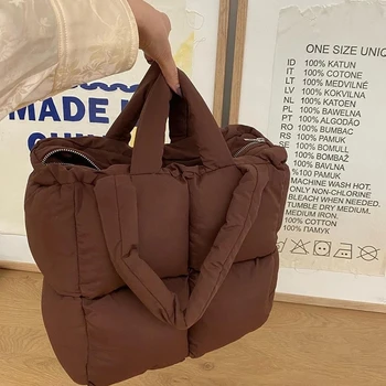 Yüksek Kapasiteli Izgara Büyük omuzdan askili çanta Kadın Naylon Çanta Tasarımcısı kadın büyük el çantası 2021 Lüks Moda Büyük Aşağı Pamuklu Çantalar Bayanlar
