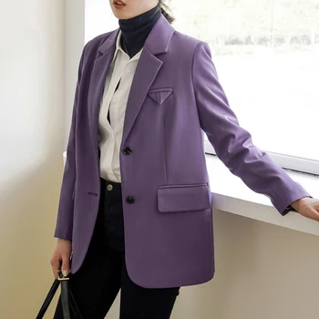 Zarif Kadın Gevşek Tek Göğüslü Blazer Ceketler Kadın Takım Elbise Mont OL Casual Blazers Giyim 2022 İlkbahar Sonbahar WB81