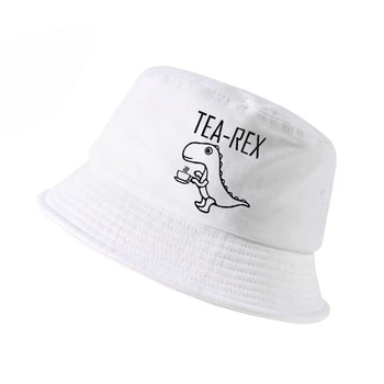 Çay rex erkek balıkçı şapka komik şaka pun jurassic dinozor içecek kahve yenilik hediye panama kova şapka yaz balıkçı şapkası