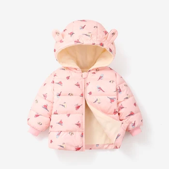 Çocuk Dış Giyim Bebek Erkek Kız Ceket Kalınlaşma çocuk iç astarlı ceket Erkek Kız Karikatür Baskı Sıcak Dış Giyim