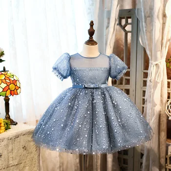 Çocuk elbise kız Prenses Elbise Bebek yaz elbisesi yabancı stil düğün elbisesi bir yaşında bebek performans elbise