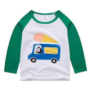 Çocuk Erkek Kız T Shirt Uzun kollu Bebek Üstleri Pamuk Moda Araba DecorationToddler Tees Giysileri Çocuk Giyim Karikatür