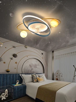 Çocuk odası lamba çocuğun yatak odası tavan lambası yaratıcı Nordic ışık lüks wandering toprak uzay yıldız lambası fan lambası