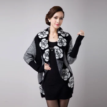 Örme Kazak Hırka Kaşmir Şal Kadınlar için 2020 Sonbahar Kış Çiçek Tricotado Vintage Bayanlar Coats Triko Ceketler