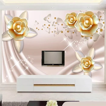 Özel Duvar Kağıdı 3D Lotus Çiçekleri Takı Fresk Oturma Odası TV Kanepe Yatak Odası Arka Plan Duvar Ev Dekor 3D Papier Peint