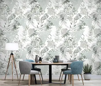 Özel duvar kağıdı İskandinav el-boyalı tropikal bitkiler geometrik görüntü tam TV arka plan duvar dekorasyon boyama 3d duvar kağıdı