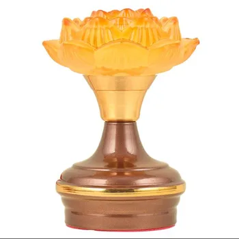 Ücretsiz kargo 12.5 cm 3 yöntemleri açılış ışık, 7 çeşit renk reçine Lotus LED budist koyarak Offerd lambaları