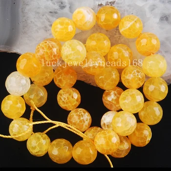 Ücretsiz kargo Kadınlar 10mm Güzel Faceted Sarı Carnelian Topu dağınık boncuklar FG6436