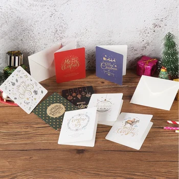 【10 ADET】Merry Christmas Kartı Bronzlaşmaya İş Tebrik zarflı kart noel hediyesi Paketi Dekorasyon