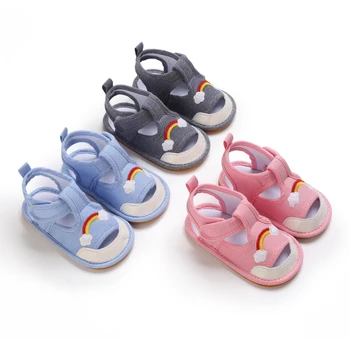 2021 Bebek Kız Sandalet Ayakkabı Sevimli Yaz Yumuşak Taban Düz Prenses Ayakkabı Bebek Kaymaz İlk Yürüyüşe