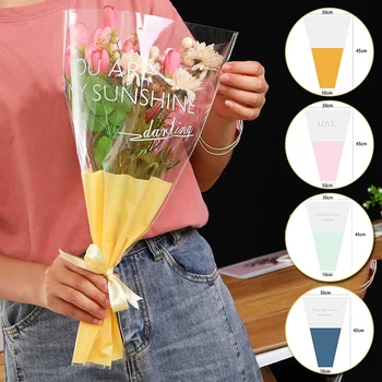 30 Adet Plastik Yaratıcı Şeffaf Çiçekler Ambalaj Poşetleri Parti Dekorasyon Hediye Paketleme Su Geçirmez