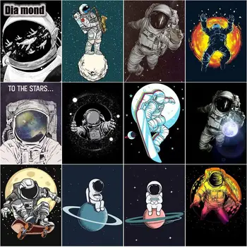 5D DIY Elmas Boyama Astronot Tam Matkap karikatür Uzay Gezegen Roket Çapraz dikiş kitleri Elmas Mozaik Nakış Ev Dekor