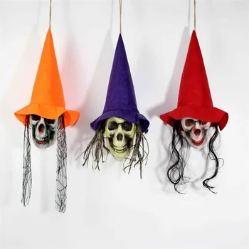 Cadı şapkası Hayalet kafatası Gazlı Bez eşarp Sıcak satış Avrupa ve Amerika simülasyon korku insan kemikleri Karnaval süslemeleri
