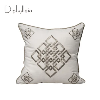 Diphylleia Yeni Çin Tarzı minder örtüsü Doğu Ev Dekorasyon Vintage Geometrik Desen Nakış Yastık Kılıfı 45x45 cm
