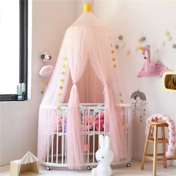 Güzel Asılı Kubbe Cibinlik Çocuk Odası İçin bebek yatağı Beşik Gölgelik 7 Adet Örgü Tül Perdeler Yatak Odası İçin Bebek Odası Dekor
