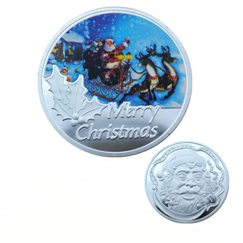 Merry Christmas Renkli Hatıra paraları Santa Hatıra Madalyası Noel Arifesi Hatıra Gümüş Sikke