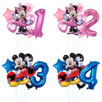 Mickey minnie folyo balonlar 1st doğum günü partisi süslemeleri çocuklar balon numarası 1 globos nokta lateks çocuk oyuncak bebek duş kız