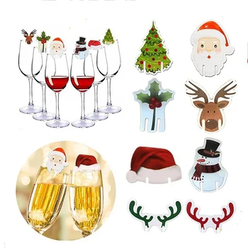 Noel Şapka şarap bardağı Kartı Noel Süslemeleri Şapkalar 10 adet / grup şampanya bardağı Dekor Parti Ev Süsleme Yeni Yıl 2022