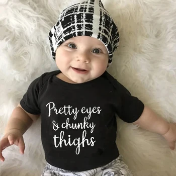 Yenidoğan Bebek Giysileri Kısa Kollu Kız Erkek Giyim Pamuk Güzel Gözler ve tıknaz Şeyler Tulum Kostümleri Tulumlar Playsuits Onesie