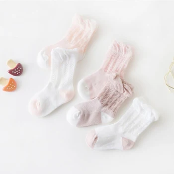 Yumuşak nefes Bebek kız çorap yaz pamuk örgü bebek çocuk spor çoraplar çocuk meias toddler meias chaussettes 0-3Y