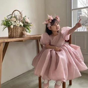 Çocuk Doğum Günü Elbise 2022 Yaz Kore Kız Prenses Elbise Kız Gazlı Bez Etek İns çocuk Elbise