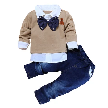 Çocuk Giyim 2021 Bahar Yürümeye Başlayan Çocuk Giysileri T-shirt + Kot Kıyafet Çocuk Giyim Eşofman Spor Takım Elbise Erkek giyim setleri